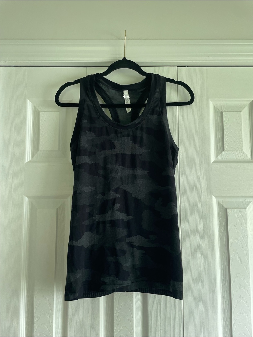 Athleta Black & Charcoal Camo Tank Top